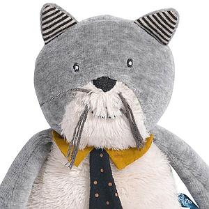 Peluche musical gato Fernand LES MOUSTACHES Moulin Roty gris claro