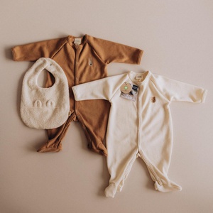 Pijama bordado 50-56cm Teddy NOOS Wooly Organic natural ecru