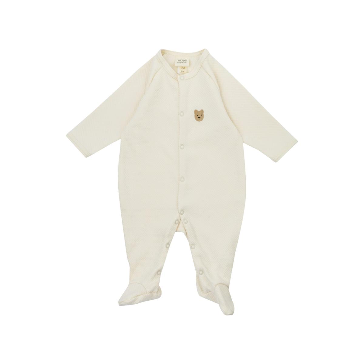 Pijama bordado 62-68cm Teddy NOOS Wooly Organic natural ecru