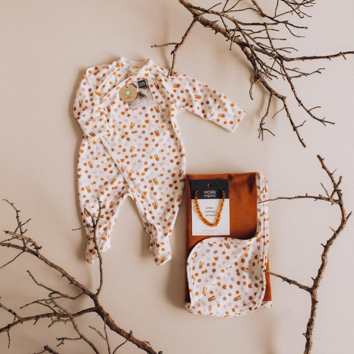 Pijama cruzado 56-62cm NOOS Wolly Organic small caramel dots