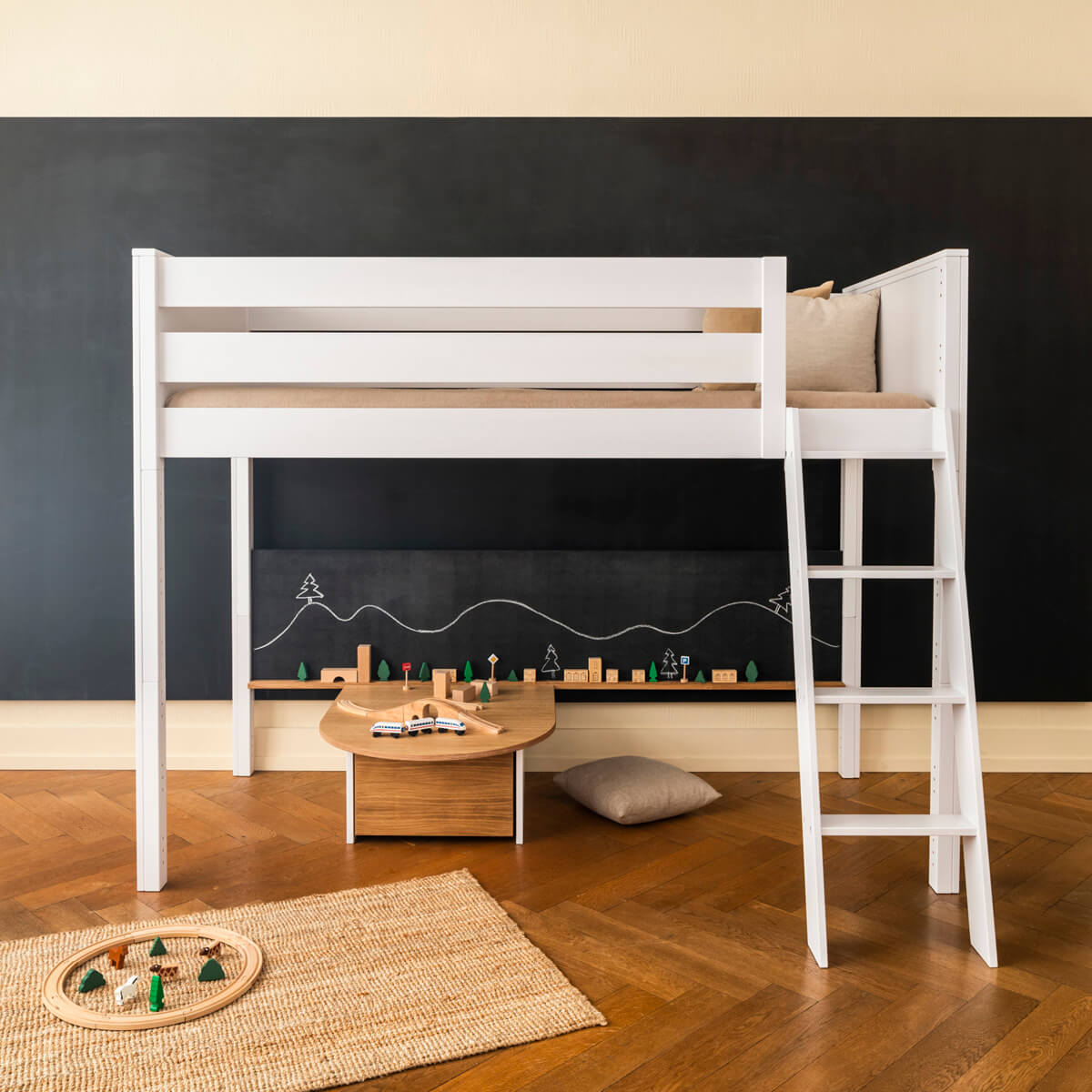 Pizarra grande cama KASVA MDF roble