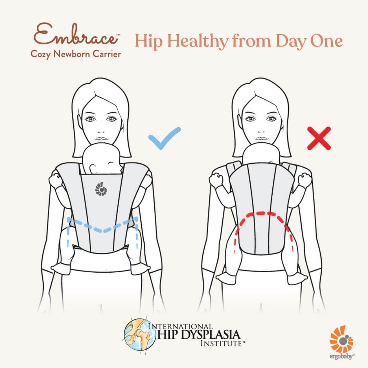 Portabebé EMBRACE Ergobaby Soft Knit crema