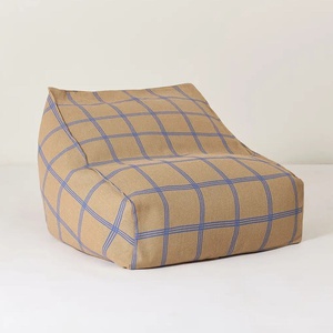 Puf sillón VIBES Nobodinoz brown blue windowpane
