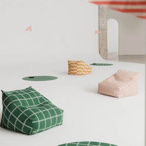 Puf sillón VIBES Nobodinoz mustard and sand tiles