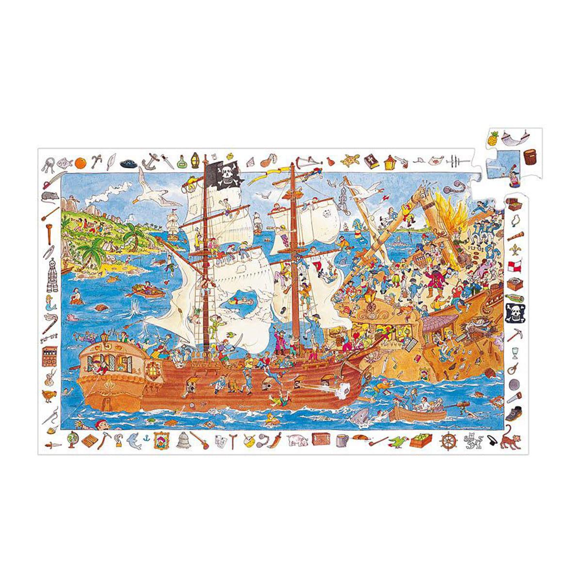 Puzzle observación 100pcs +5Y LOS PIRATAS Djeco