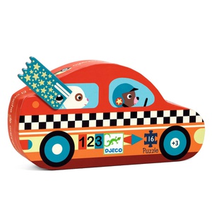 Puzzle silueta 16pzas COCHE DE CARRERAS Djeco