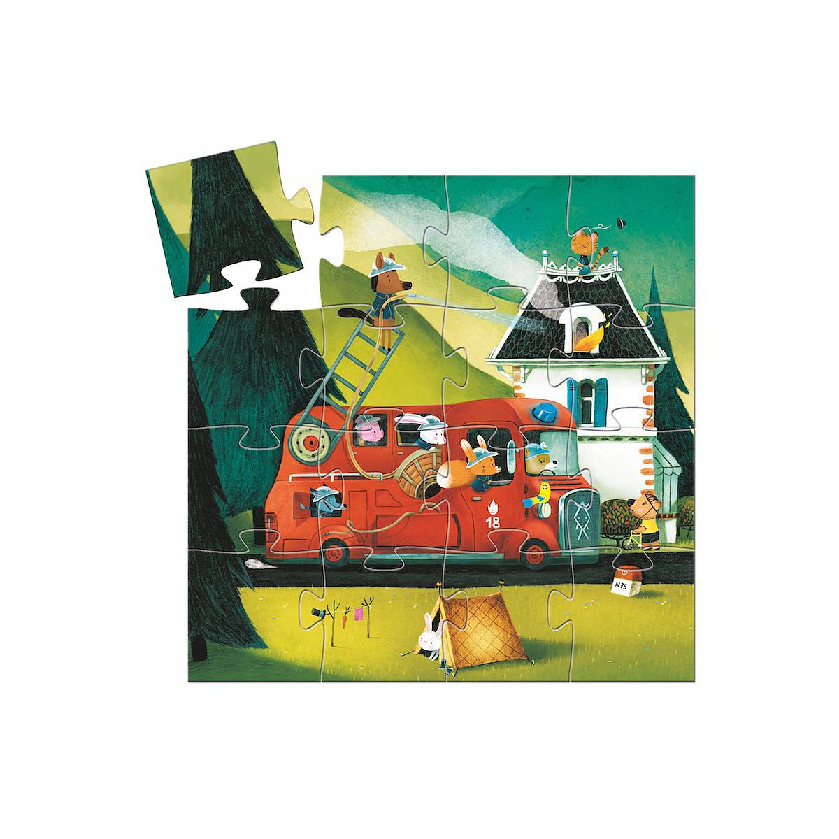 Puzzle silueta +3Y 16pcs EL CAMIÓN DE BOMBEROS Djeco