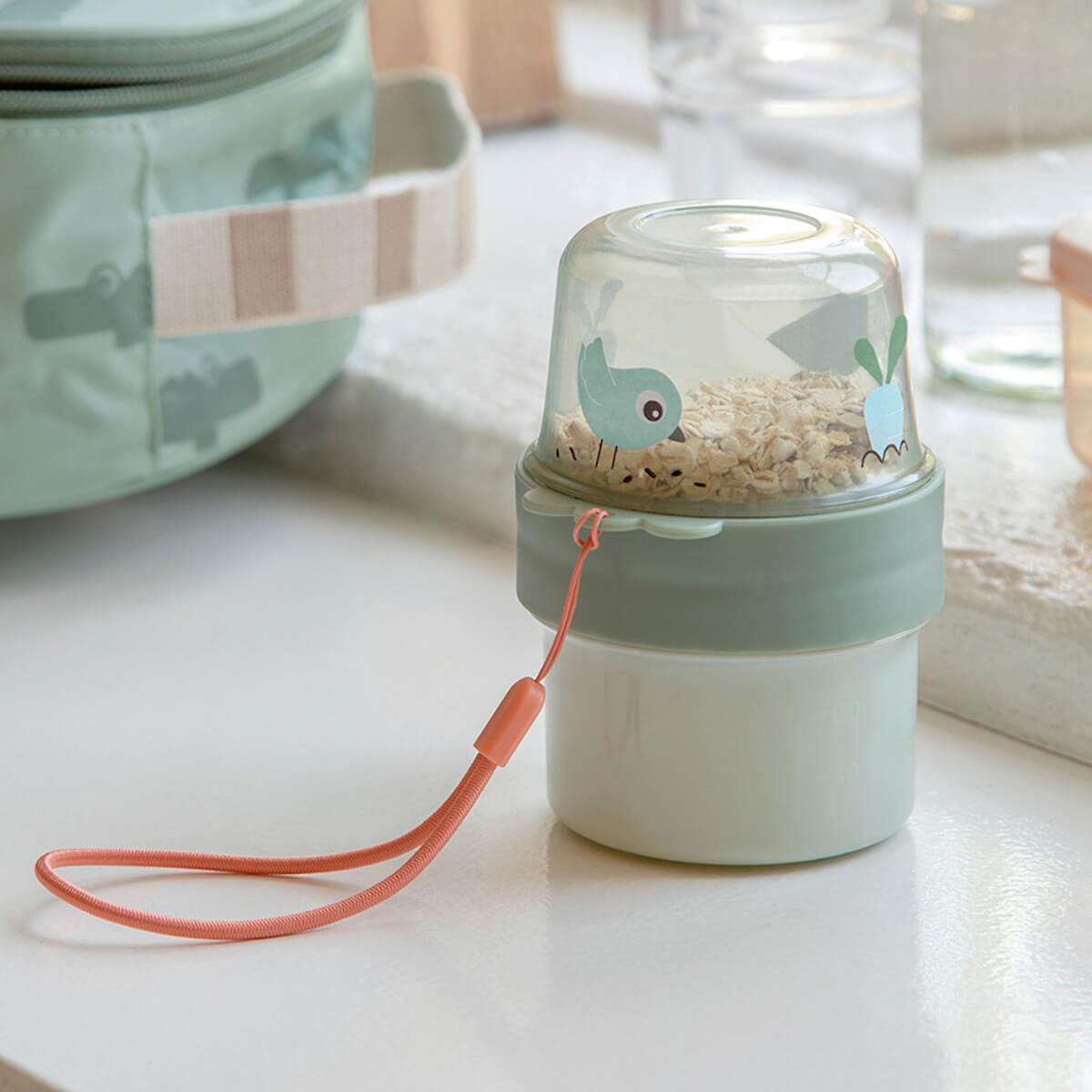 Recipiente alimentos doble S BIRDEE Done by Deer green