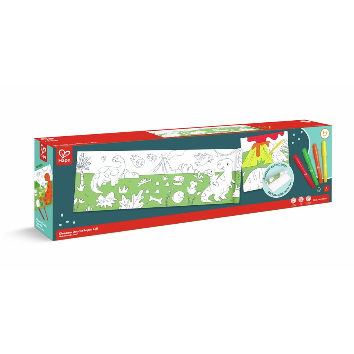 Rollo papel-rotuladores GARABATOS Hape Dinosaurios