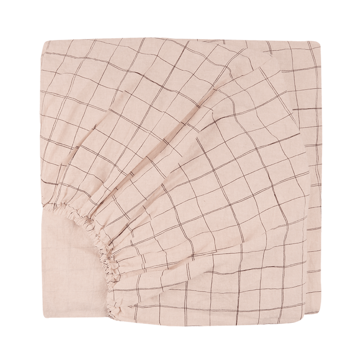 Sábana ajustable 70x140cm SHEET WASHED Nobodinoz mauve pink grid