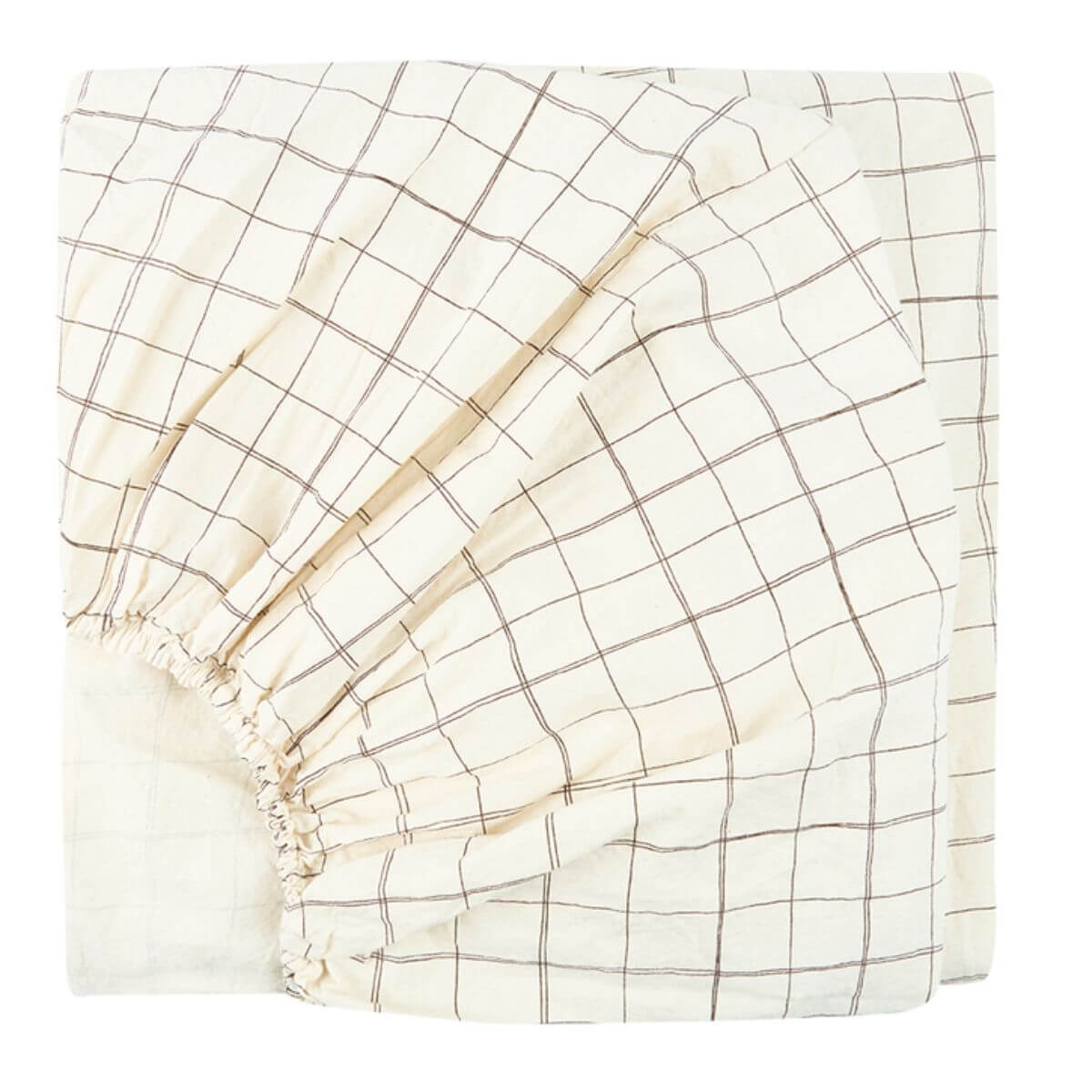 Sábana ajustable 70x140cm SHEET WASHED Nobodinoz natural grid