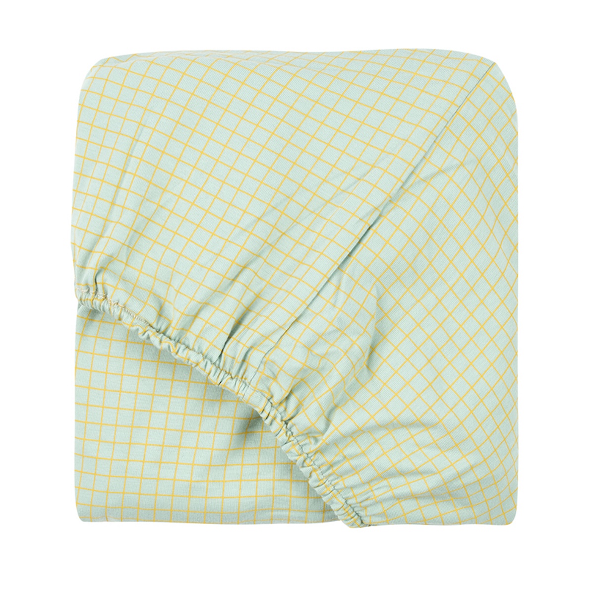 Sábana ajustable 70x140cm STORIES Edición Limitada Nobodinoz green lemon grid
