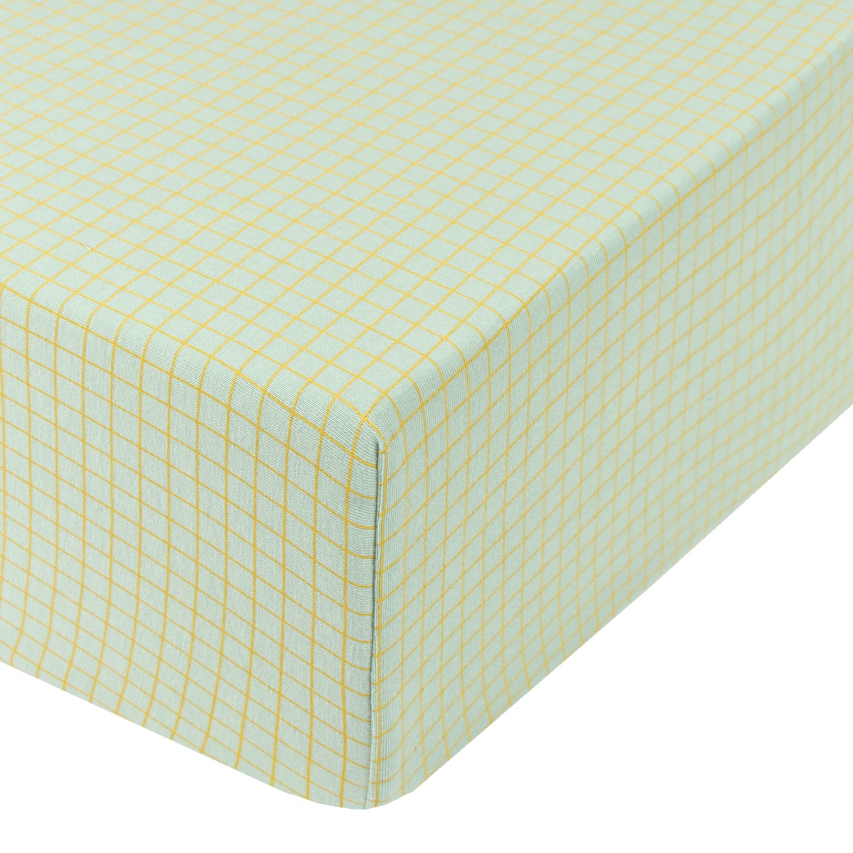 Sábana ajustable 70x140cm STORIES Edición Limitada Nobodinoz green lemon grid