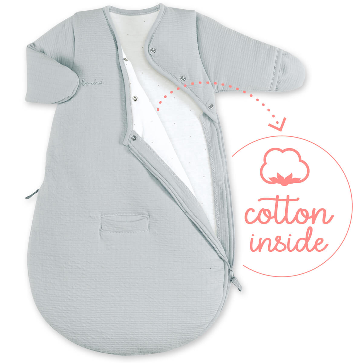 Saco bebé 1-4m MAGIC BAG Bemini pady tetra jersey cadum gris