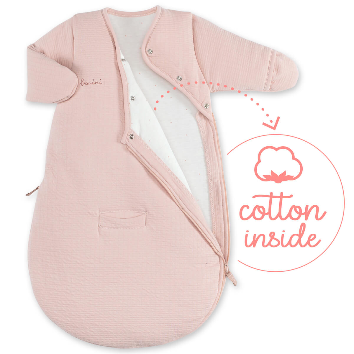 Saco bebé 1-4m MAGIC BAG Bemini pady tetra jersey cadum rosa