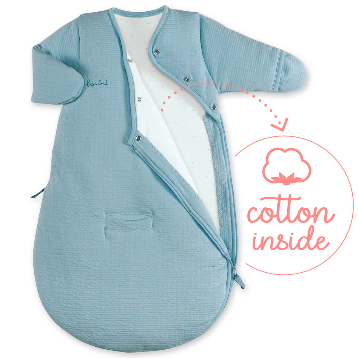 Saco bebé MAGIC BAG 1-4m Bemini pady tetra jersey azul mineral