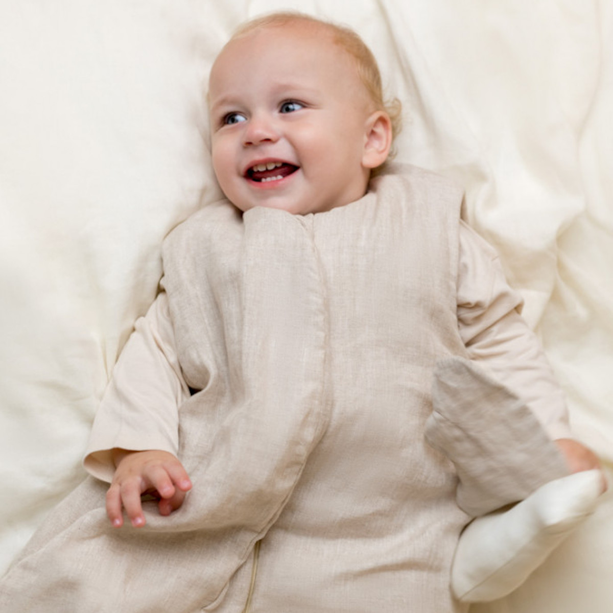 Saco dormir entretiempo 0-6m LIN FRANÇAIS Nobodinoz greige