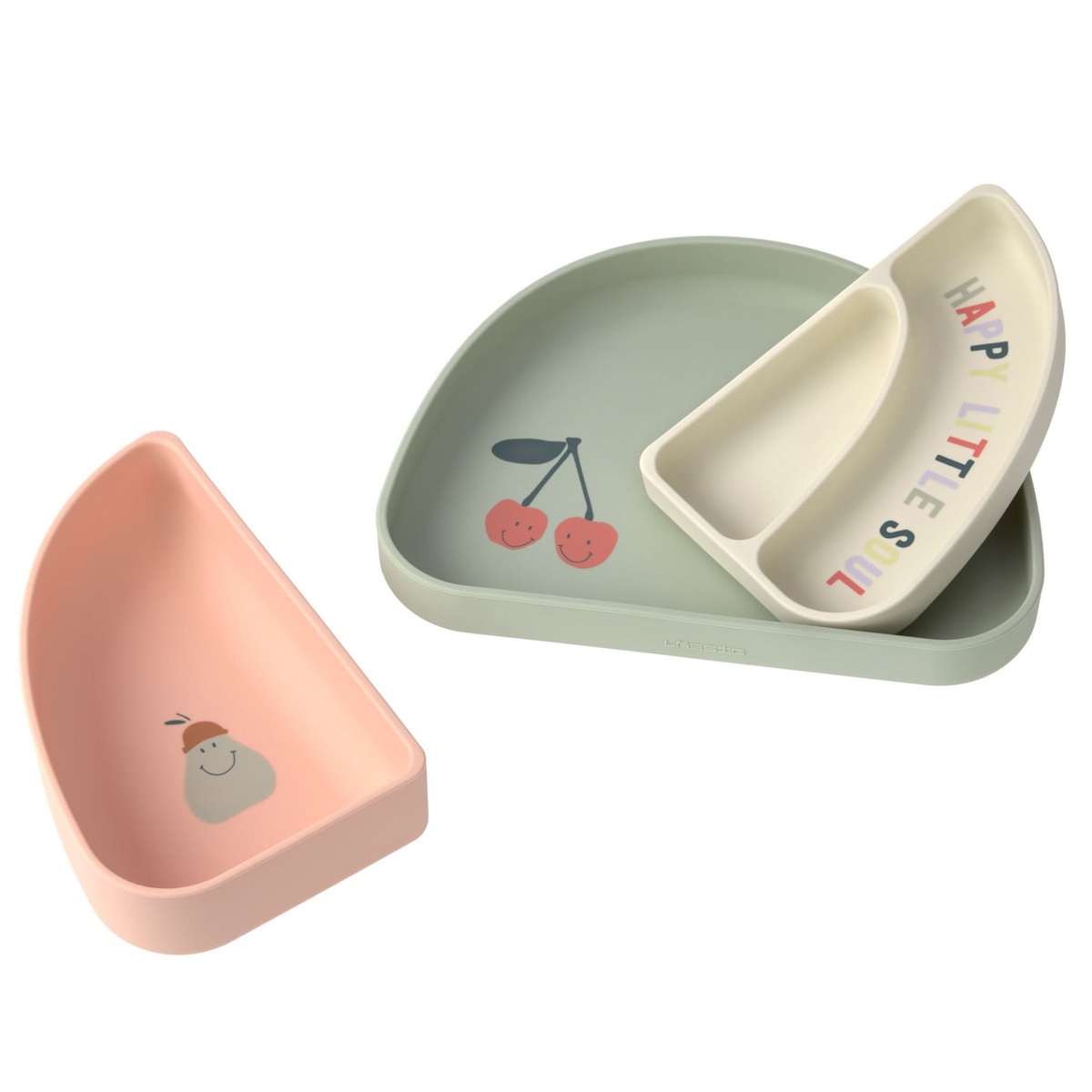 Set platos seccionados 3uds HAPPY FRUITS Laessig Cherry
