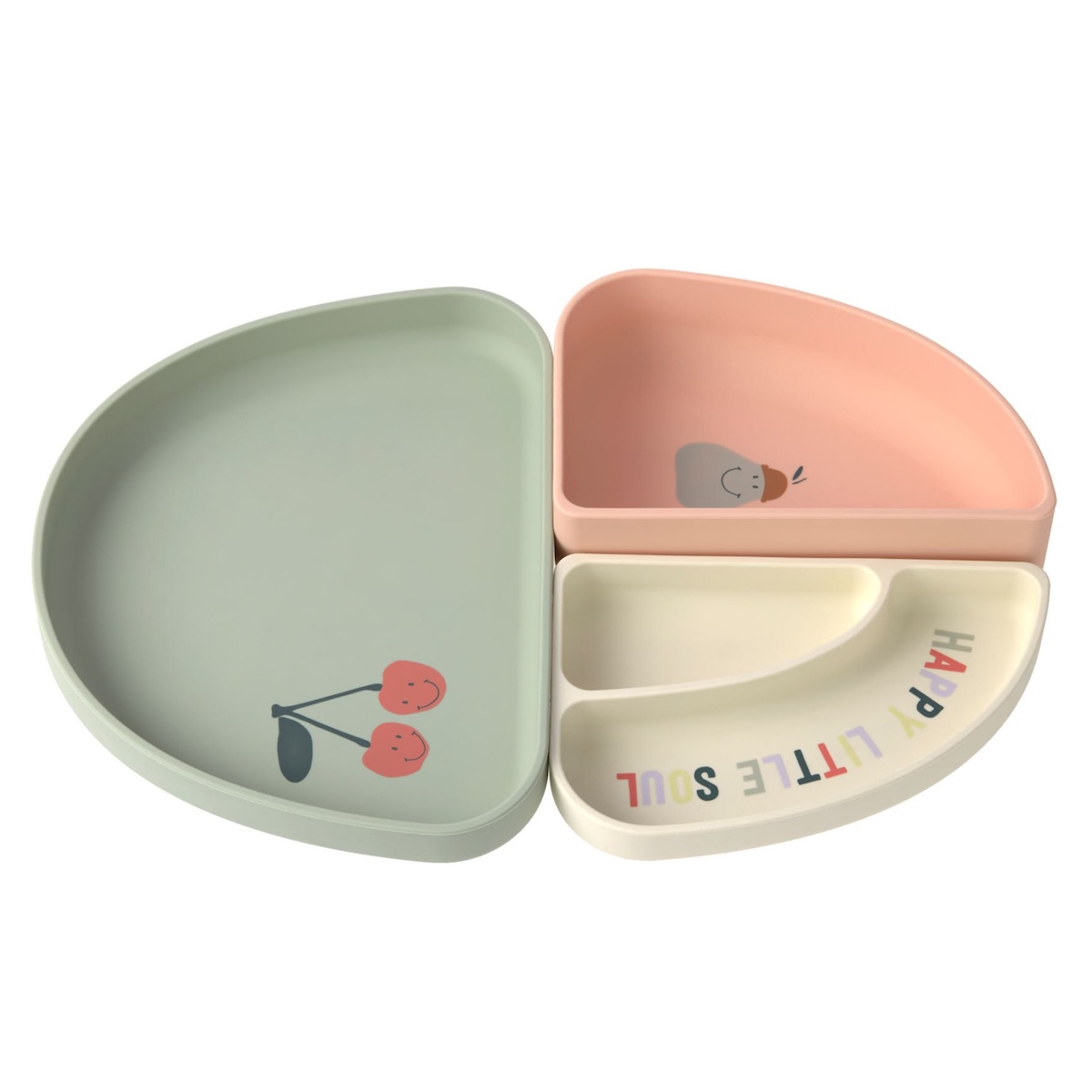 Set platos seccionados 3uds HAPPY FRUITS Laessig Cherry
