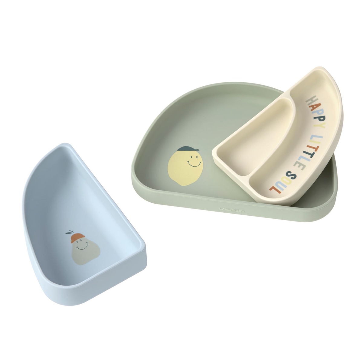 Set platos seccionados 3uds HAPPY FRUITS Laessig Lemon