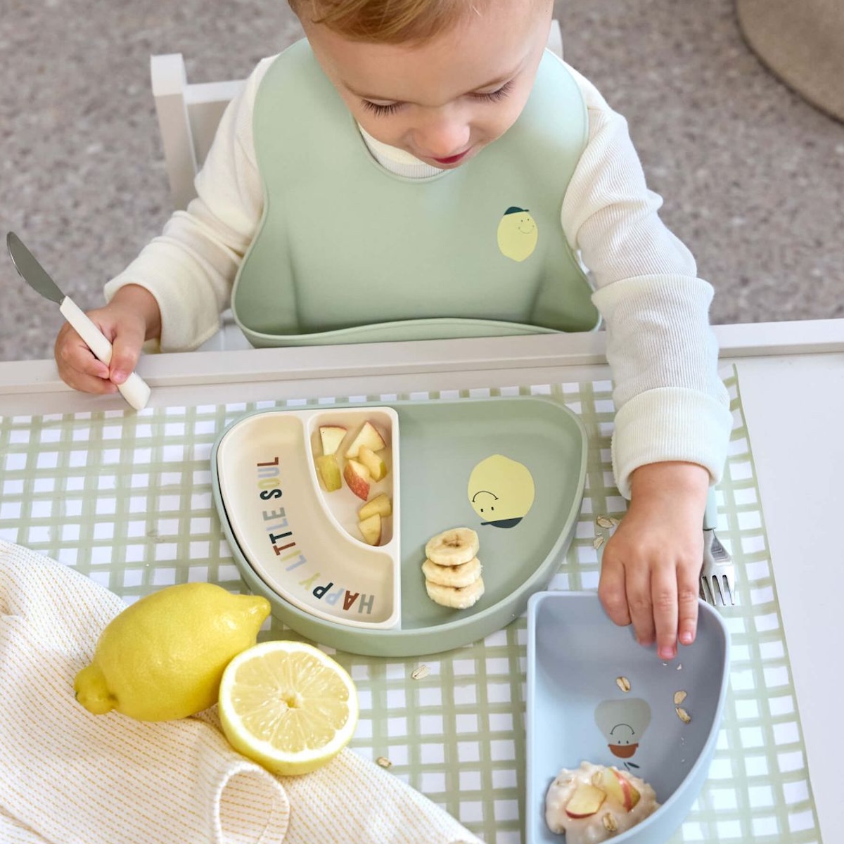 Set platos seccionados 3uds HAPPY FRUITS Laessig Lemon