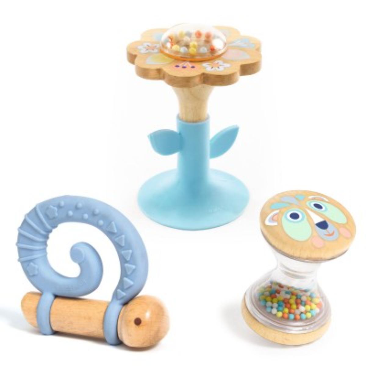 Set sonajero-mordedor 3pzas BabyGifti BABY BLANC Djeco