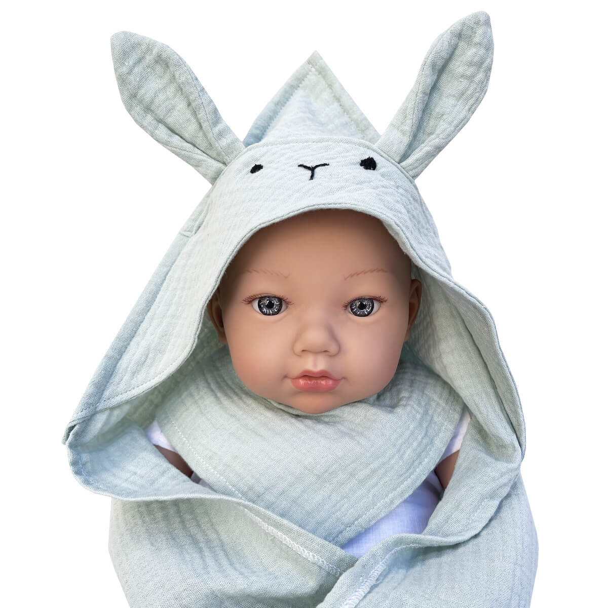 Set toalla-bandana muñeca BUNNY BOBBLE verde