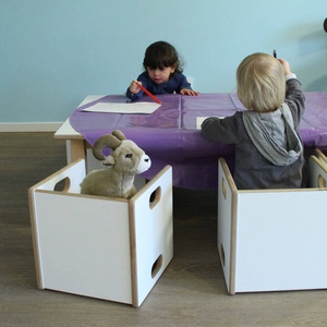 Silla escalable ZIGGY de Breuyn Multiplex acabado asiento blanco