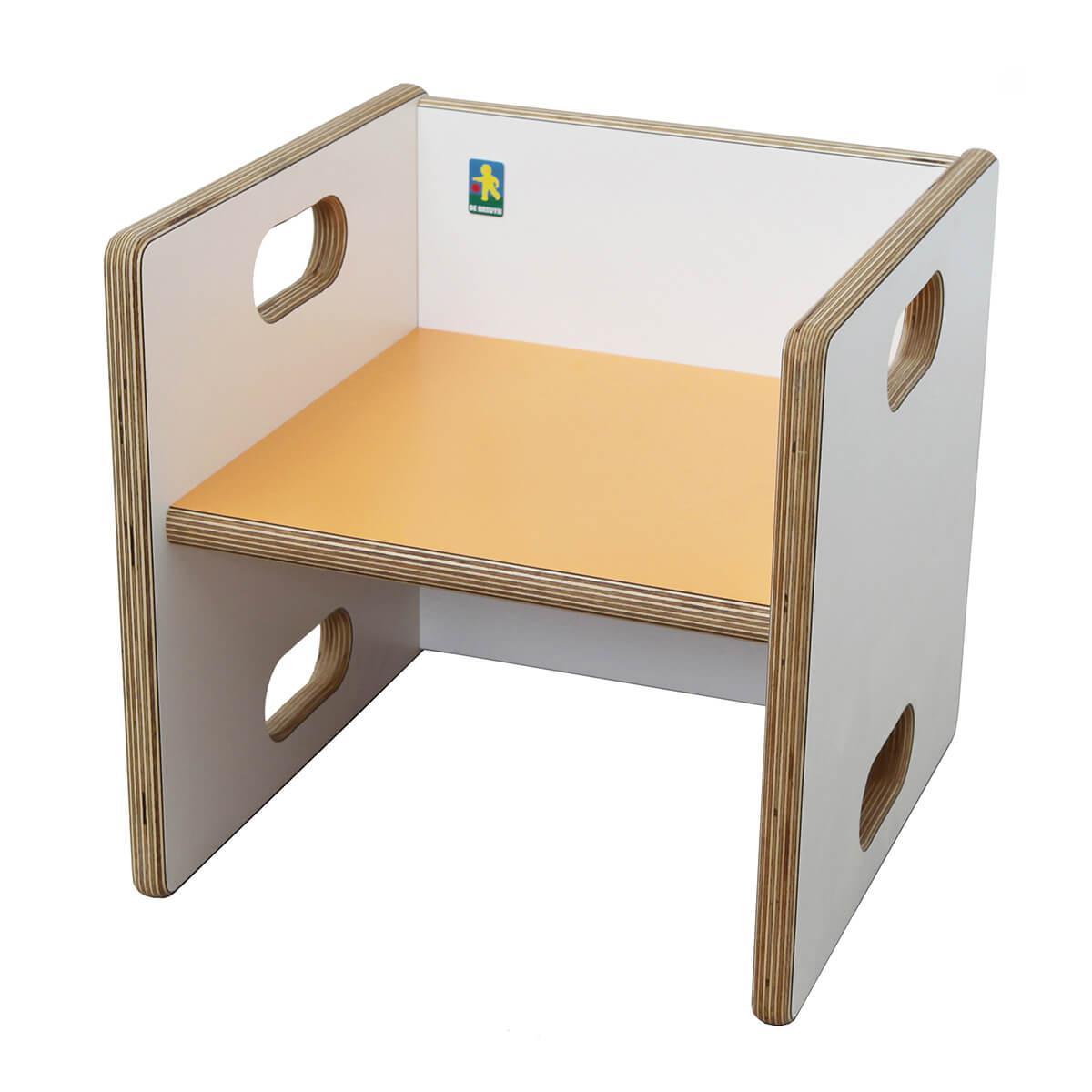 Silla escalable ZIGGY de Breuyn Multiplex tamaños blanco asiento naranja
