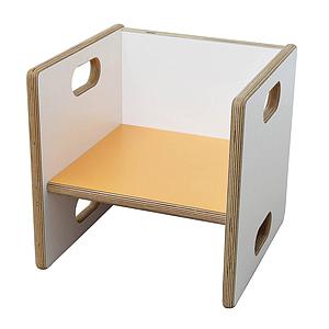 Silla escalable ZIGGY de Breuyn Multiplex tamaños blanco asiento naranja
