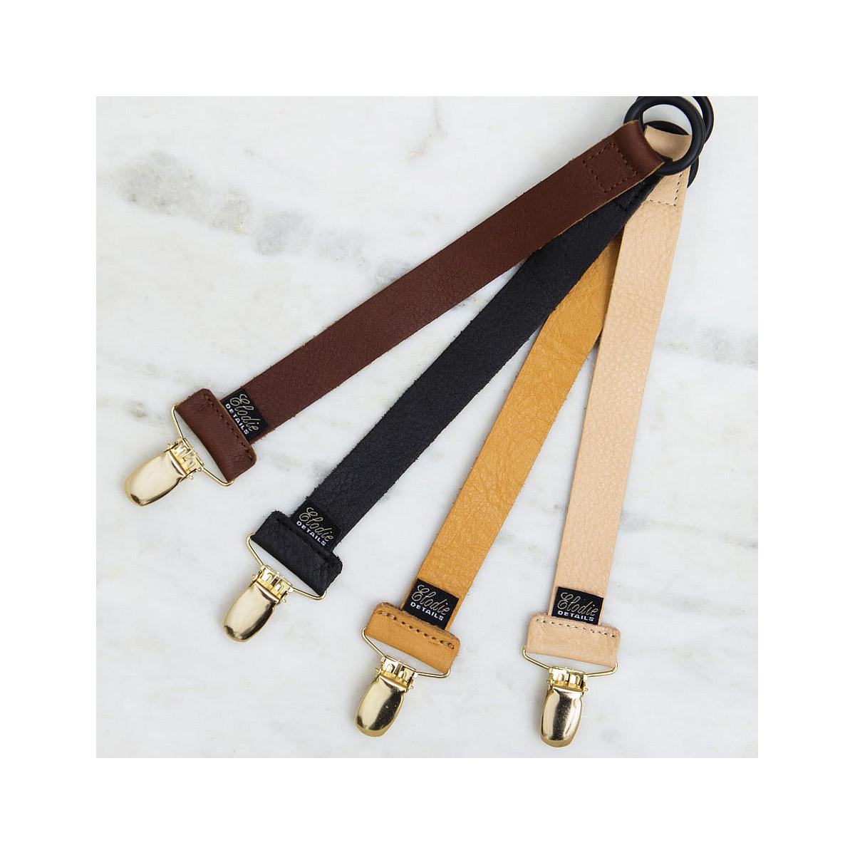 Sujeta chupetes LEATHER Elodie Details cognac