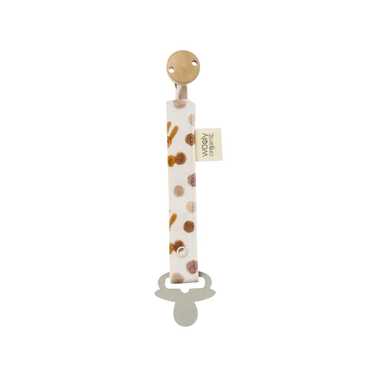 Sujeta chupetes NOOS Wooly Organic small caramel dots