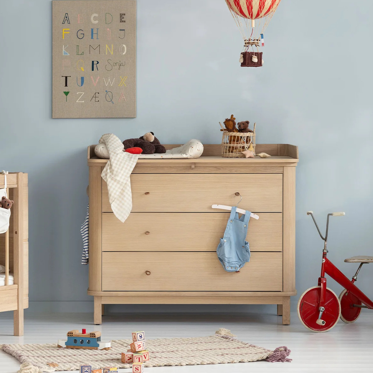 Tabla cambiador cómoda 3 cajones WOOD Oliver Furniture roble