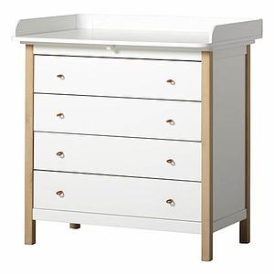 Tabla cambiador cómoda 4 cajones WOOD Oliver Furniture blanco