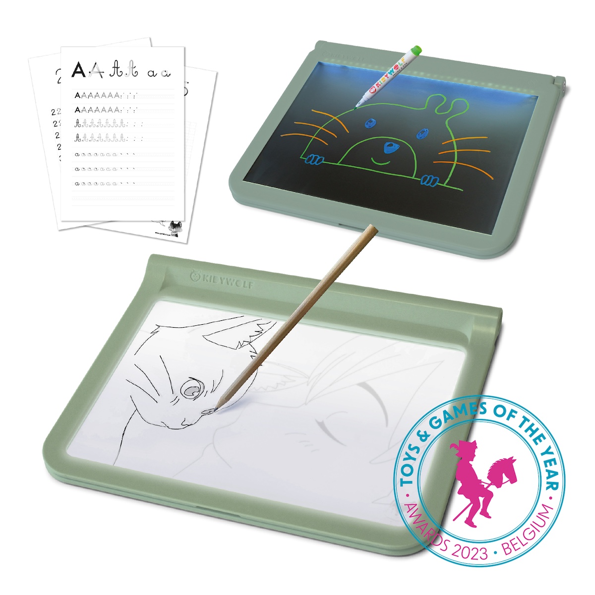 Tableta portátil 2en1 KIDYDRAW-PRO Kidywolf verde