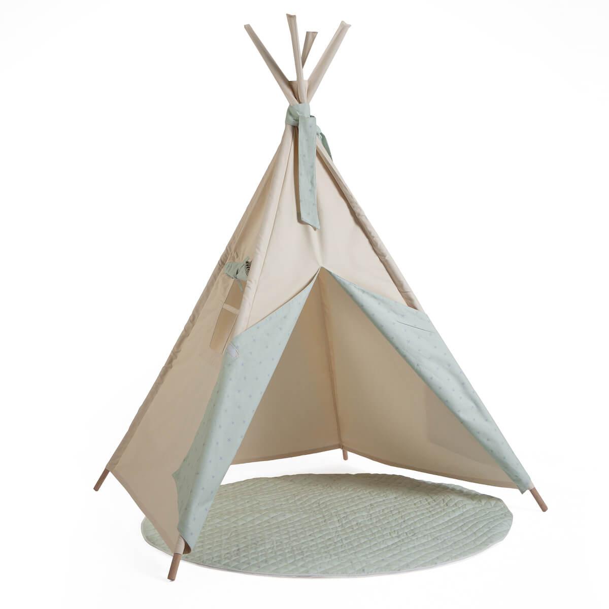 Tipi infantil beige STARS verde