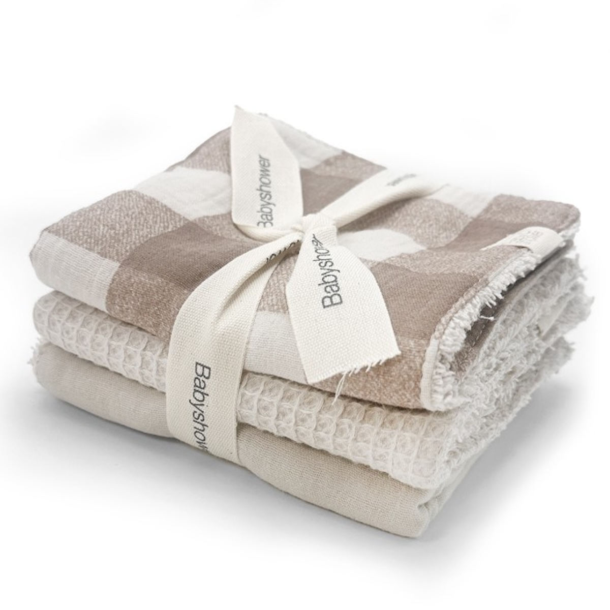 Toallitas 3uds Babyshower vichy caramel