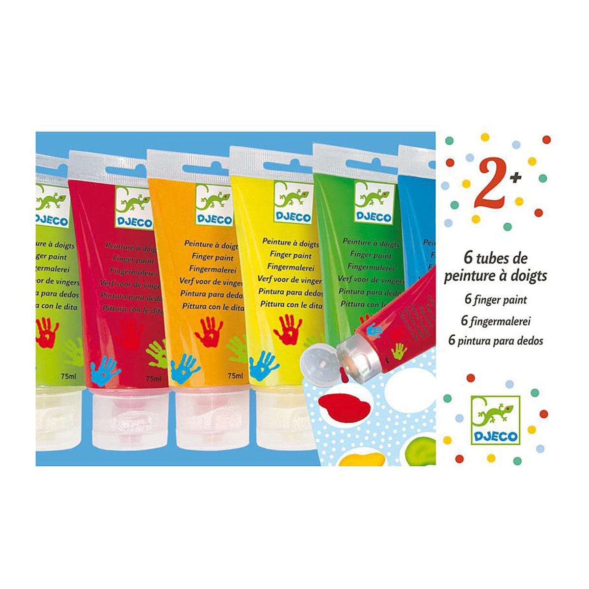 Tubos pintura dedos 6uds LOS COLORES Djeco