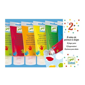 Tubos pintura dedos 6uds LOS COLORES Djeco