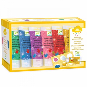 Tubos pintura dedos purpurina 6uds LOS COLORES Djeco