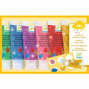 Tubos pintura dedos purpurina 6uds LOS COLORES Djeco