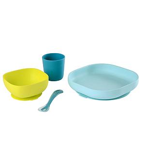 Vajilla silicona 4 piezas Béaba blue