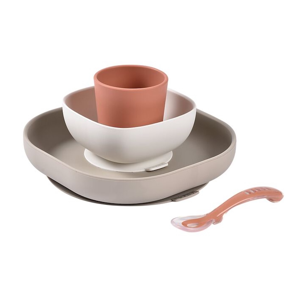 Vajilla silicona 4 piezas Béaba terracotta