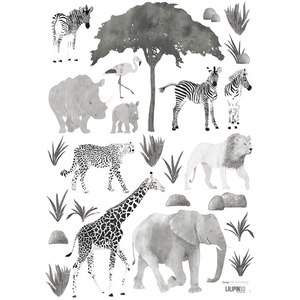 Vinilo mural ANIMALES SALVAJES Lilipinso blanco-negro