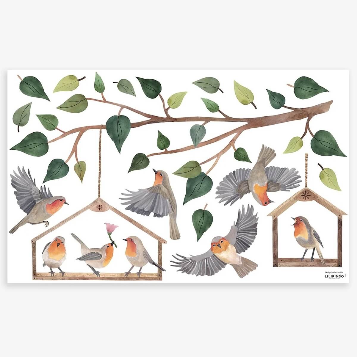 Vinilo mural Petirrojos QUEYRAN Lilipinso